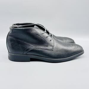 Ecco Shoes Mens 8 Black Leather Lace Up Ankle Comfort Classic Chukka Dress Boots